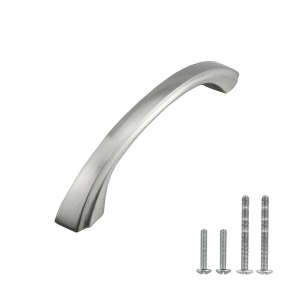 Modket MH1616 Traditional Classic Kitchen Cabinet Pull Handle — 5-1/2" Overall Length, 5" (128mm) Hole Centers, Brushed Nickel — 50 Packs