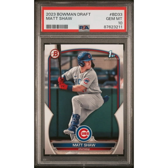 Graded 2023 Topps Bowman Draft Matt Shaw #BD33 Rookie RC Baseball Card PSA 10 Gem Mint
