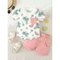 thumbnail image 2 of Bslissey Toddler Baby Boys Casual Shorts Sets Tree Print Short Sleeve T-shirt + Elastic Waist Rolled Hem Shorts 0-3T Infant Summer 2Pcs Outfits for Daily Beach, 2 of 9
