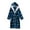 Blue, variant on Women's Solid Color Long Sleeve Plush Bathrobe - Winter Warm Homewear, Black, One Size