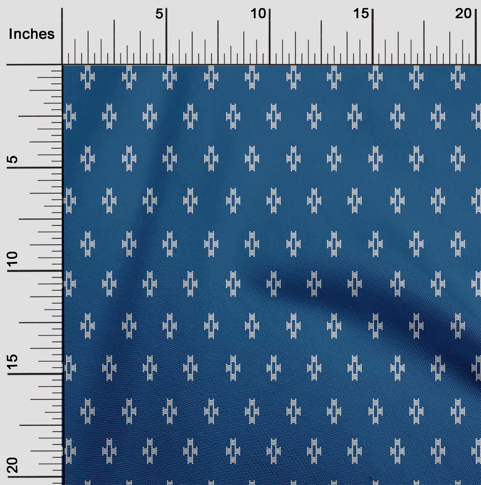 oneOone Cotton Poplin Fabric Plus Sign Kasuri Printed Fabric 1 Yard 42 Inch Wide