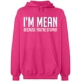thumbnail image 2 of OXI Hoodie Sweatshirt - I Am Mean Because You Are Stupid, Basic Casual Hoodie for Men's and Women Fleece Hoodie Long Sleeve - Heliconia 2X-Large, 2 of 3