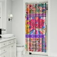 thumbnail image 2 of Small Stall Narrow Shower Curtain 36"W x 72"L – Tropical Bohemian Leaves, Mid-Century Abstract Boho Botanical Bathroom Decor, Vintage Floral Palm Leaf Pattern, Rustic Tribal Folk Style, 2 of 5
