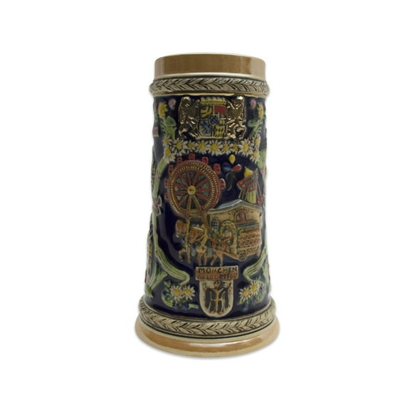 Oktoberfest Haus Multicolor Ceramic Oktoberfest Ferris Wheel German Towns Beer Stein 1 Ltr
