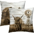 thumbnail image 4 of Highland Cow Throw Pillow Covers Inch Set of 2 Rustic Barn Decorative Square Cushion Case for Couch Sofa Bed Bedroom Living Room, 4 of 7