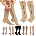 thumbnail image 1 of Meidiya - Calcetines de compresión con cremallera (2 unidades), con protector de piel y puntera abierta hasta la rodilla para mujer, 1 of 7