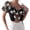 Black, variant on Women'S Floral Embroidered Puff Sleeve Tops Slim Fit Corset Crop Top Bustier Tank Top T-Shirts Pink M