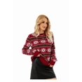 thumbnail image 3 of Yesfashion Women's Christmas Snowflake Knitted Sweater Long Sleeve Crew Neck Print Pullover Knitwear, 3 of 8