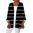 thumbnail image 1 of Birdeem Cardigan pour Femmes Imprimé Rayé Manches 3/4 Chemise Ample Cardigan, 1 of 1