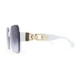thumbnail image 3 of Womens Mod Rimless Jewel Chain Arm Oversize Rectangle Sunglasses White Smoke, 3 of 4
