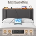 thumbnail image 3 of Hot Sale Wingback Upholstered Queen Bed Frame, Sturdy & Noise-Free Platform Bed, No Box Spring Required, Easy Assembly Dark Grey, 3 of 10