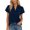 Navy, variant on Summer Tops for Women Casual V-Neck Ruffled Sleeve Loose Four-Way Stretch Solid Color Basic Tee Shirt, White XXL