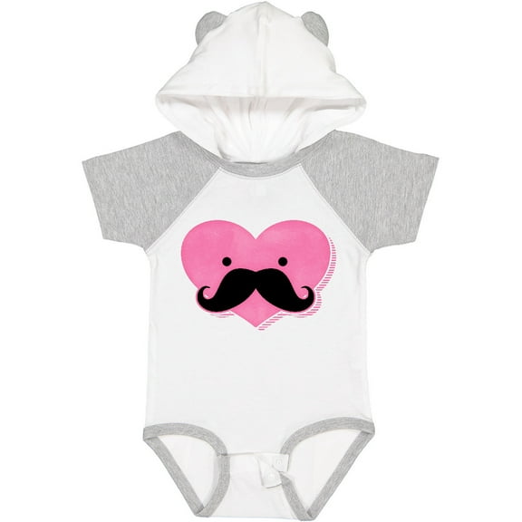 Inktastic Kawaii Mustache Heart Girls Baby Bodysuit