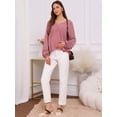thumbnail image 2 of DARING DIVA Women's Maternity Empire Waist Babydoll Lantern Sleeve Blouse 2XL Pink, 2 of 8