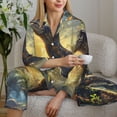 thumbnail image 6 of Yiaed Sunshine Jungle Dinosaur Print Pajamas Women's Long Sleeve Sleepwear Soft Button Down Loungewear Pjs Lounge Set Nightwear Womens Pajama Pants-Small, 6 of 7
