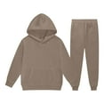 thumbnail image 4 of 2 Pieces Girls Outfits Sweatsuits Pant Set Long Sleeve Sweatshirts and Sweatpants Khaki 7-8 Years, 4 of 4
