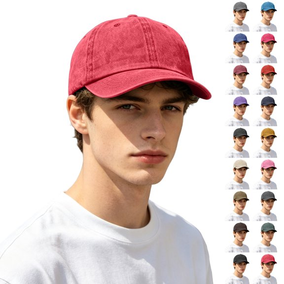 Goodw7 Adjustable Dad Hat for Men Women, Washed Cotton Unstructured Baseball Cap, Retro Wide Brim Plain Sun Hat with Embroidery for Casual Daily Wear
