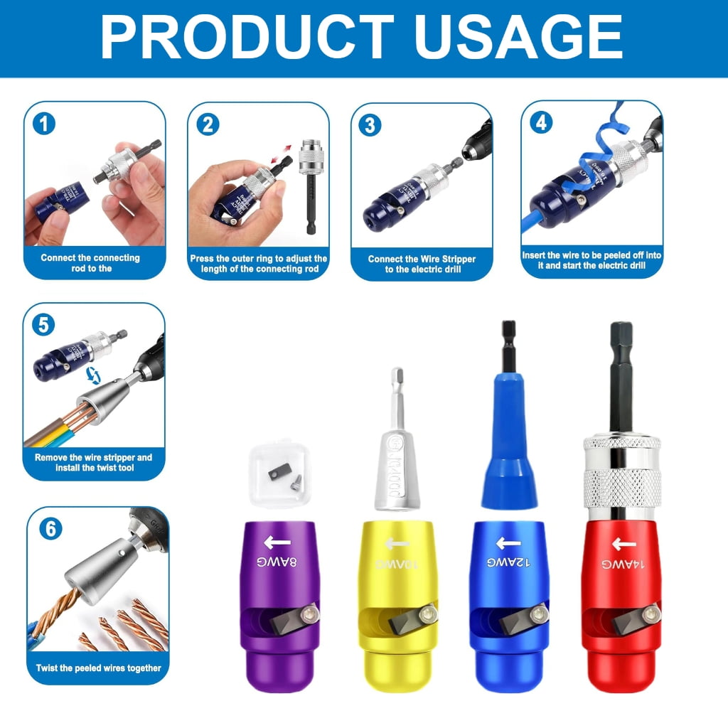 Jesscasday Professional Wire Stripper Set for Electric Drill, Quick Cable Twisting Solution