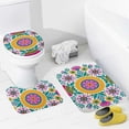 thumbnail image 3 of SKYSONIC Non-Slip 3 Piece Bathroom Rug Set Ethnic Flower Decoration Soft Contour Rug + Toilet Lid Cover + Bath Mat Bathroom Decor, 3 of 6