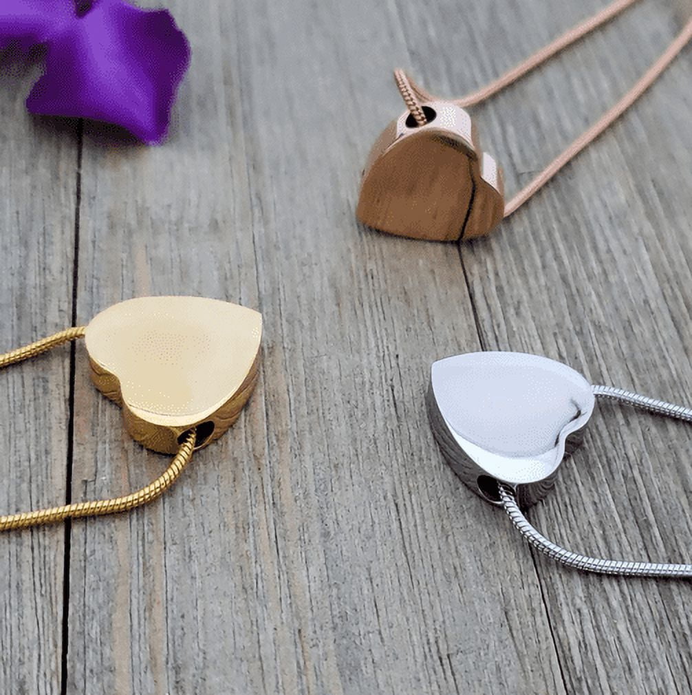 Custom Engraving Memorial Necklace, Personalized Jewelry Text and Icon Engraving, Ashes Holder Customer Keepsake Necklace, with Filling Kit and Velvet Box [Rose Gold, Text and Icon]