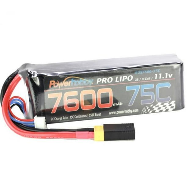 Power Hobby PHB3S760075CXT60APT 7600 mAh 11.1V 3S 75C Lipo Battery with