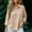 A774 Khaki, variant on Linen Blouse for Women V Neck Notch Collar Three Quarter Sleeve Casual Loose Fit Solid Textured Fabric Soft Breathable Officewear Tunic Top