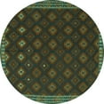 thumbnail image 1 of Ahgly Company Machine Washable Indoor Round Southwestern Turquoise Blue Country Area Rugs, 7' Round, 1 of 4