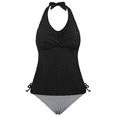thumbnail image 4 of Hilor Womens Ruched Two Piece Bathing Suits Tummy Control Swimwear Halter Tankini Swimsuits, 4 of 6
