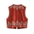 thumbnail image 2 of LMLYSoH Women Vest, Sleeveless Open Front Embroidery Flower Sequined Outwear Gilet for Casual Street, 2 of 9