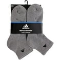 thumbnail image 2 of adidas Men's Athletic Cushioned Quarter Sock (6-Pair), Heather Grey/Black, Large, (Shoe Size 6-12), 2 of 3