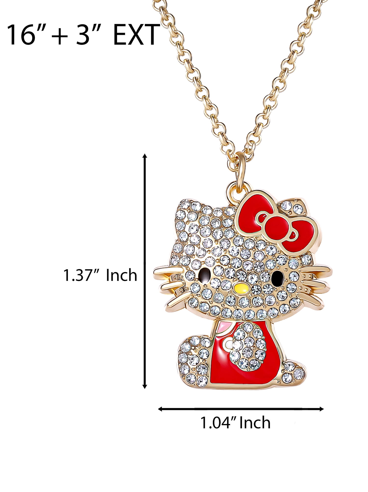 Sanrio Girls/Tween Hello Kitty Red Enamel Crystal Pendant, 16" Chain
