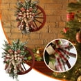 thumbnail image 3 of Guirnalda de rueda de carreta roja de Navidad Guirnalda de coronas de invierno con pinos y bayas Likrtyny  6sx2ta1ce0qx9ga5, 3 of 9