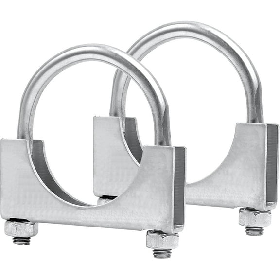 5 inch Heavy Duty U-Bolt Exhaust Clamp for 5" OD Exhaust Tail Pipe Diameter, Stainless Steel Muffler U-Bolt Clamps, Pack of 2