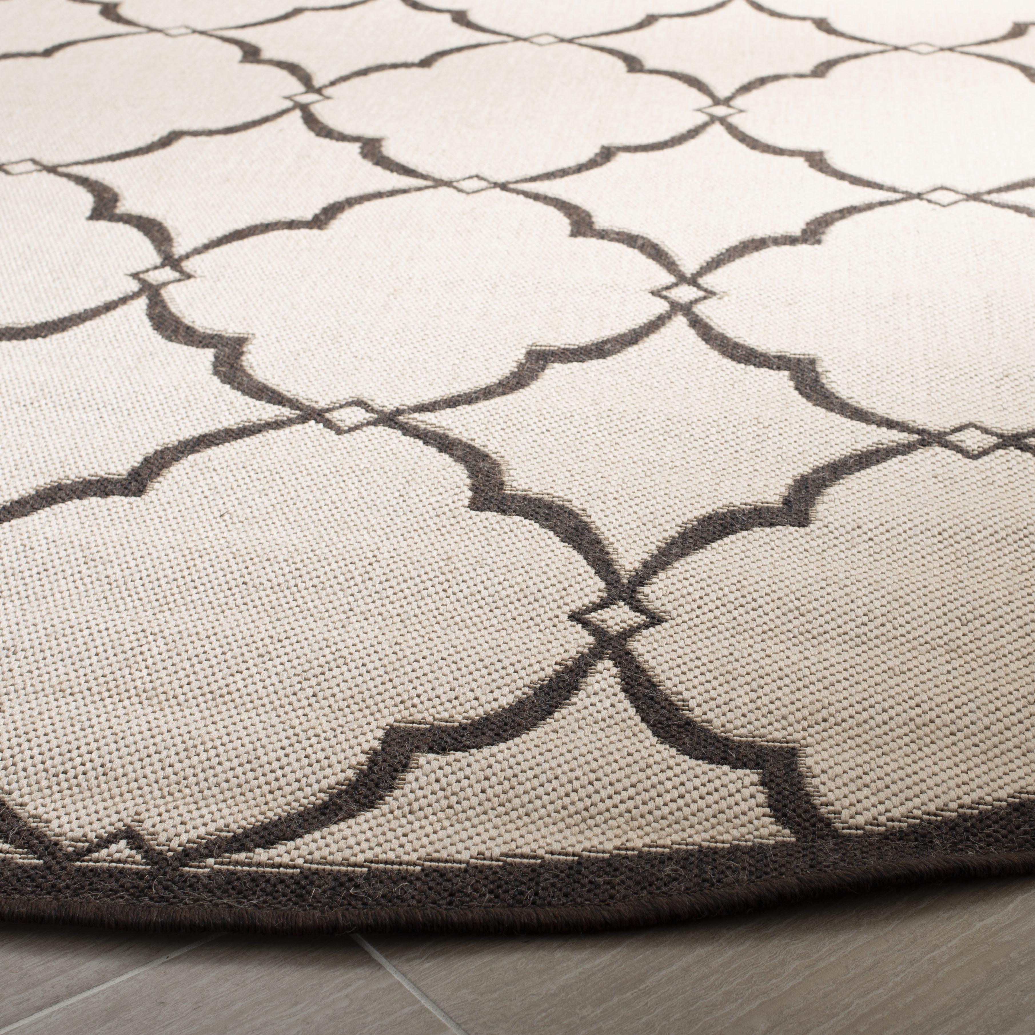 Safavieh Linden Ognena Geometric Indoor/Outdoor Area Rug, Natural/Brown, 6'7" x 6'7" Round