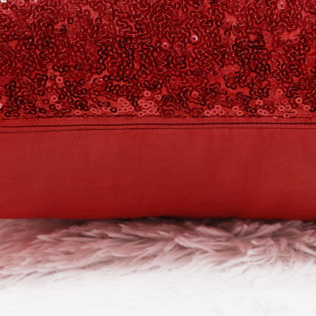 PiccoCasa 18"x18" Shiny Sequin Throw Pillow Covers Decorative Pillowcase, Red 4