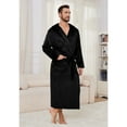 thumbnail image 3 of Vulcanodon Mens Hooded Fleece Robe，Plush Lightweight Soft Spa Bathrobe for Men (Black, 2XL/3XL), 3 of 4