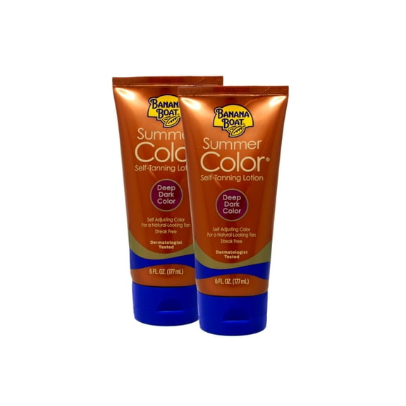 2 Pack Banana Boat Summer Color Self-Tanning Lotion, Deep Dark Color 6oz Each
