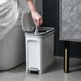thumbnail image 4 of Small Trash Can with Lid,Trash Can with Foot Pedal and Press Type Lid,Bathroom Trash Can Wastebasket Garbage Container Bin for Bathroom Bedroom Kitchen Office, 4 of 9