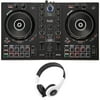 Hercules AMS-DJC-INPULSE-200 DJControl Inpulse 300 2-Channel DJ Controller for DJUCED Bundle with Bytech Stereo Headphones DJ Style Headset (White)