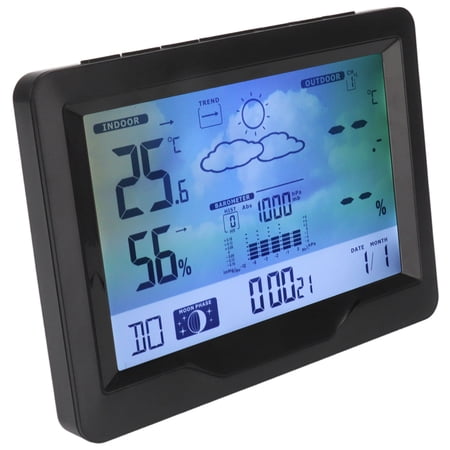 MHXCV Wireless Weather Station Clock with Temperature and Humidity Monitor, Advanced Weather Display Alarm Clock with Indoor Outdoor Forecast Sensor, Digital Calendar and Snooze Function for Home