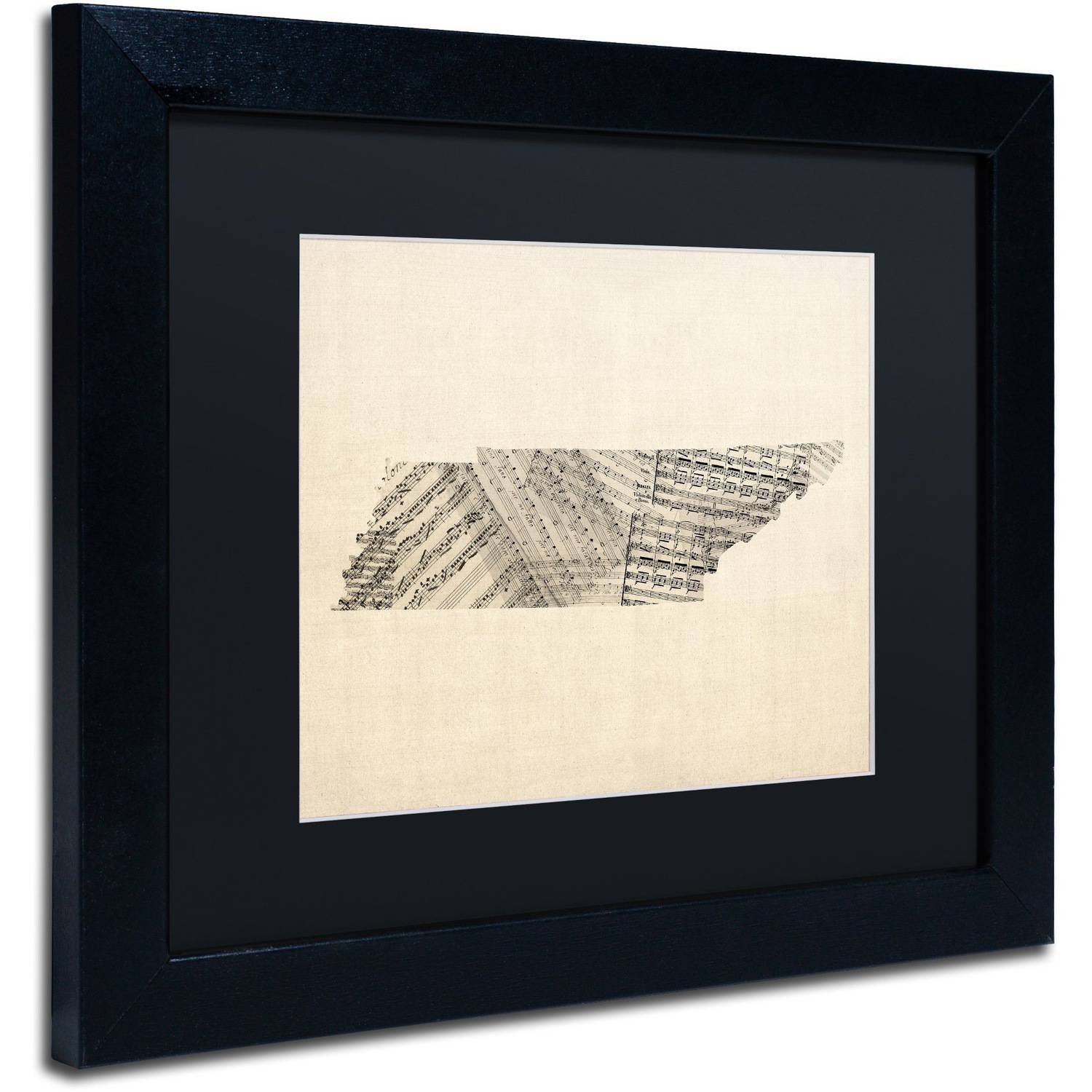 Trademark Fine Art "Old Sheet Music Map of Tennessee" Canvas Art by Michael Tompsett Black Matte, Black Frame