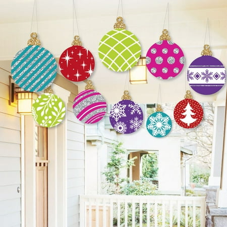 Hanging Colorful Ornaments  Outdoor Holiday and Christmas Hanging