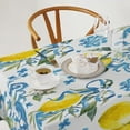 thumbnail image 2 of Lemon Tablecloth, Spring Summer Lemon Rustic Farmhouse Vintage Teal Flower Botanical Plant Table Cover for Home Kitchen Dining Room Party Picnic Decor 60x102in, 2 of 6
