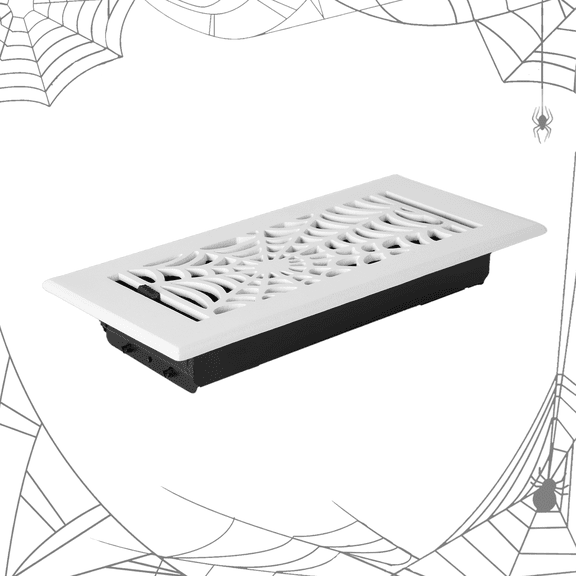 Spooky Gothic Vent cover 4"x 14" Duct Opening (Overall 5-1/2"x 15-3/4") Spider Web Design Solid Cast Aluminium Register