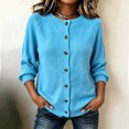 thumbnail image 6 of cocolona Womens Solid Color Sweater Cardigan Button Down Crew Neck Plus Size Knit Cardigan Loose Casual Soft Basic Sweater Sizes XS-4XL, 6 of 6