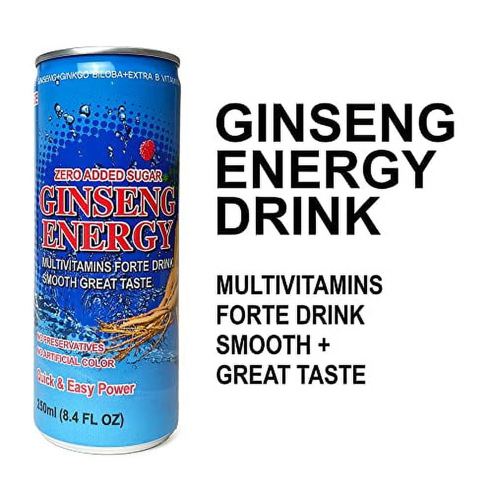 Ginseng Energy Drink, Zero Added Sugar, 8.4 Fl Oz (24 Cans Per Pack)