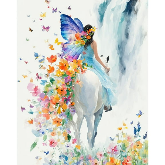 Paint by Numbers for Adults Kids Beginner Flower Sea Fairy and White Horse DIY Acrylic Painting by Numbers Kits with Brushes Acrylic Pigment Home Decoration Gifts 16 x 20 inch