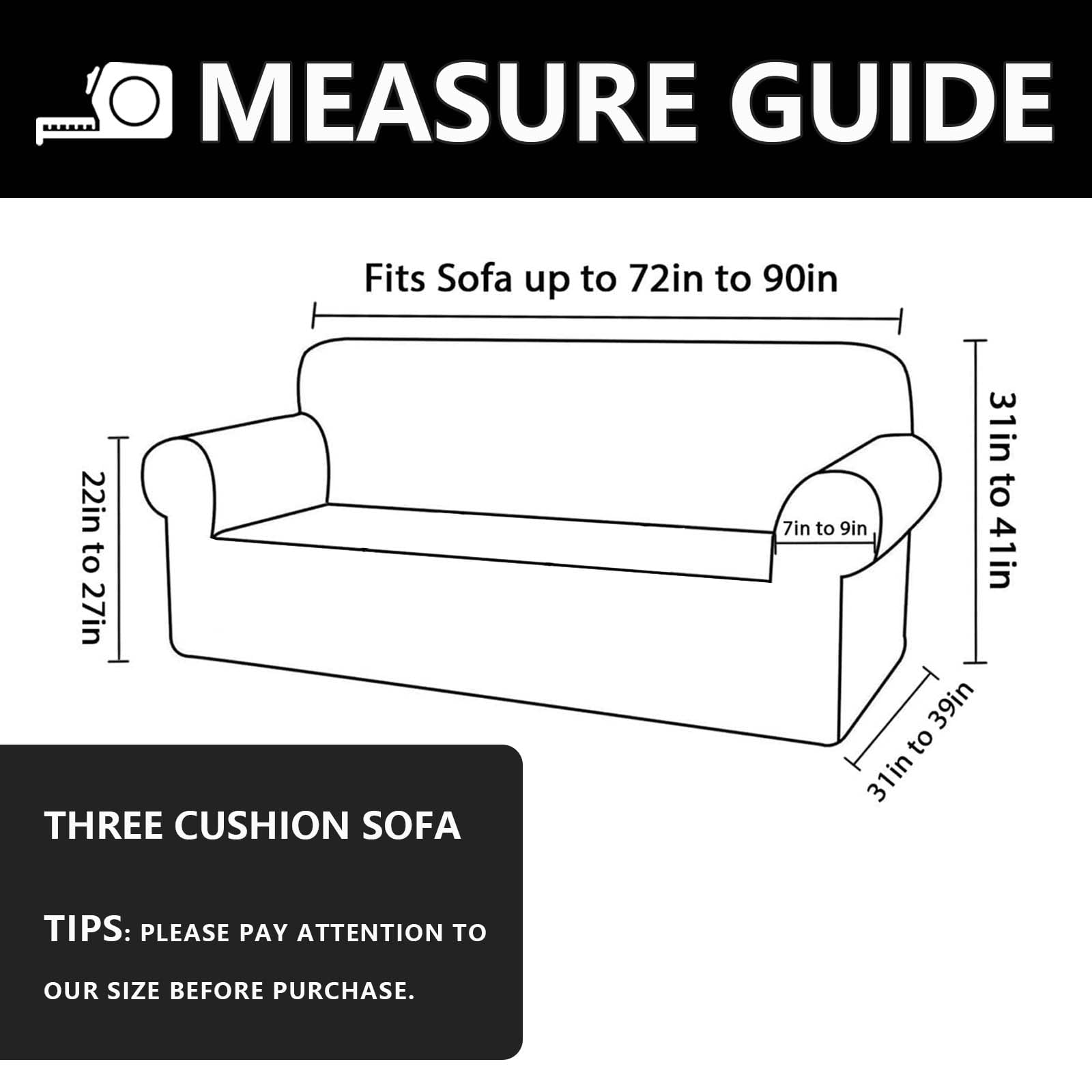 SANMADROLA Sofa Covers 100% Waterproof Slipcover Velvet Stretch Couch Cover for 3 Cushion Sofa Non Slip Leakproof Washable Furniture Protector for Kids Dogs Cats Pets, Gray, Sofa