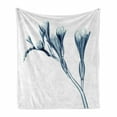 thumbnail image 1 of Flower Soft Flannel Fleece Throw Blanket, Uv Style Picture of Flower Floral Radiography Themed Illustration Modern Design, Cozy Plush for Indoor and Outdoor Use, 60" x 80", Teal White, by Ambesonne, 1 of 6