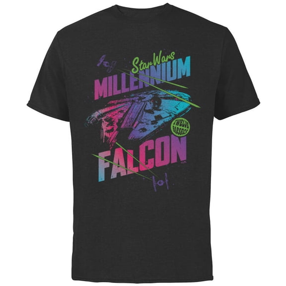 Star Wars Millennium Falcon Neon - Short Sleeve Cotton T-Shirt for Adults - Customized-Black